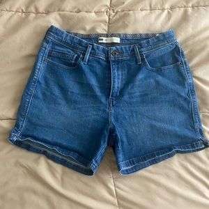 Levi’s high-waist blue Jean shorts
